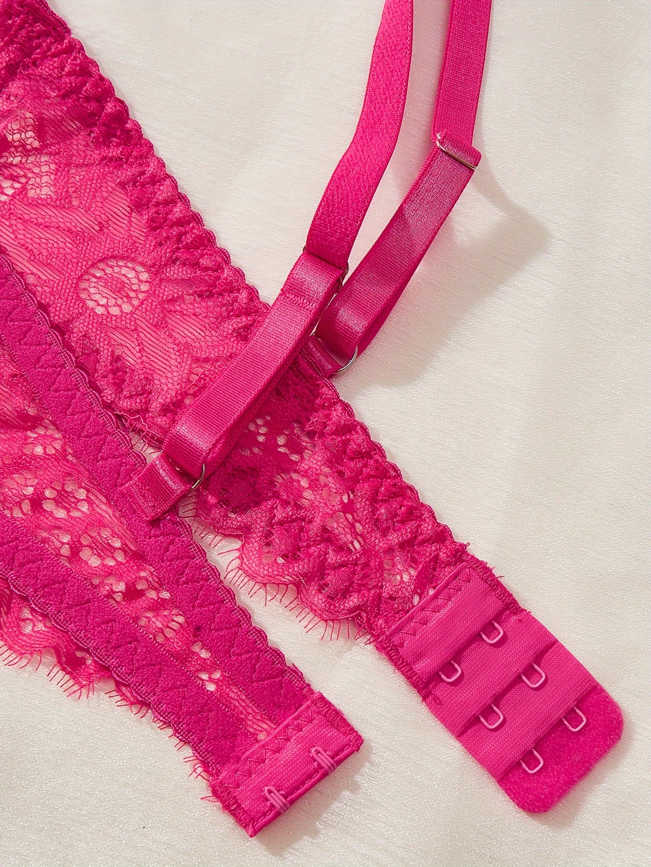 Women's Plus Size Lace Lingerie Set Open Bust Thong See-Through