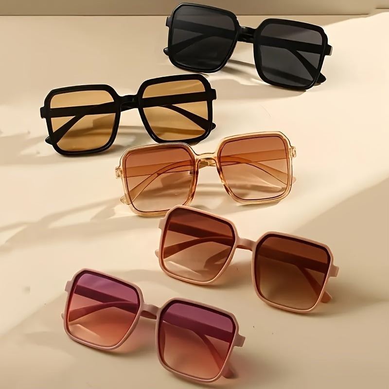 5 Pieces Oversized Square Unisex Fashion Sunglasses Gradient Anti-Glare Sun Shades for Vacation