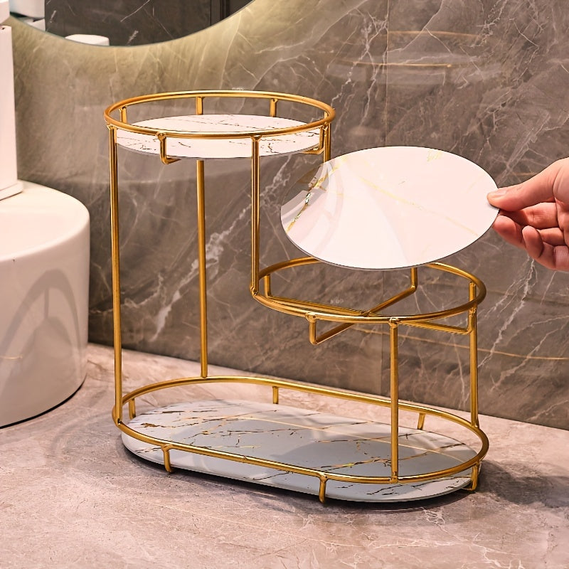 Organizador de baño de hierro fundido con 3 niveles y panel UV lavable