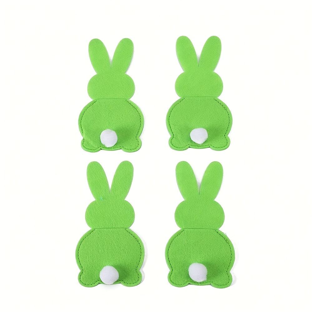 Easter Bunny Cutlery Holders Set of 4 Non-Woven Polyester Table Decor for Spring Celebrations