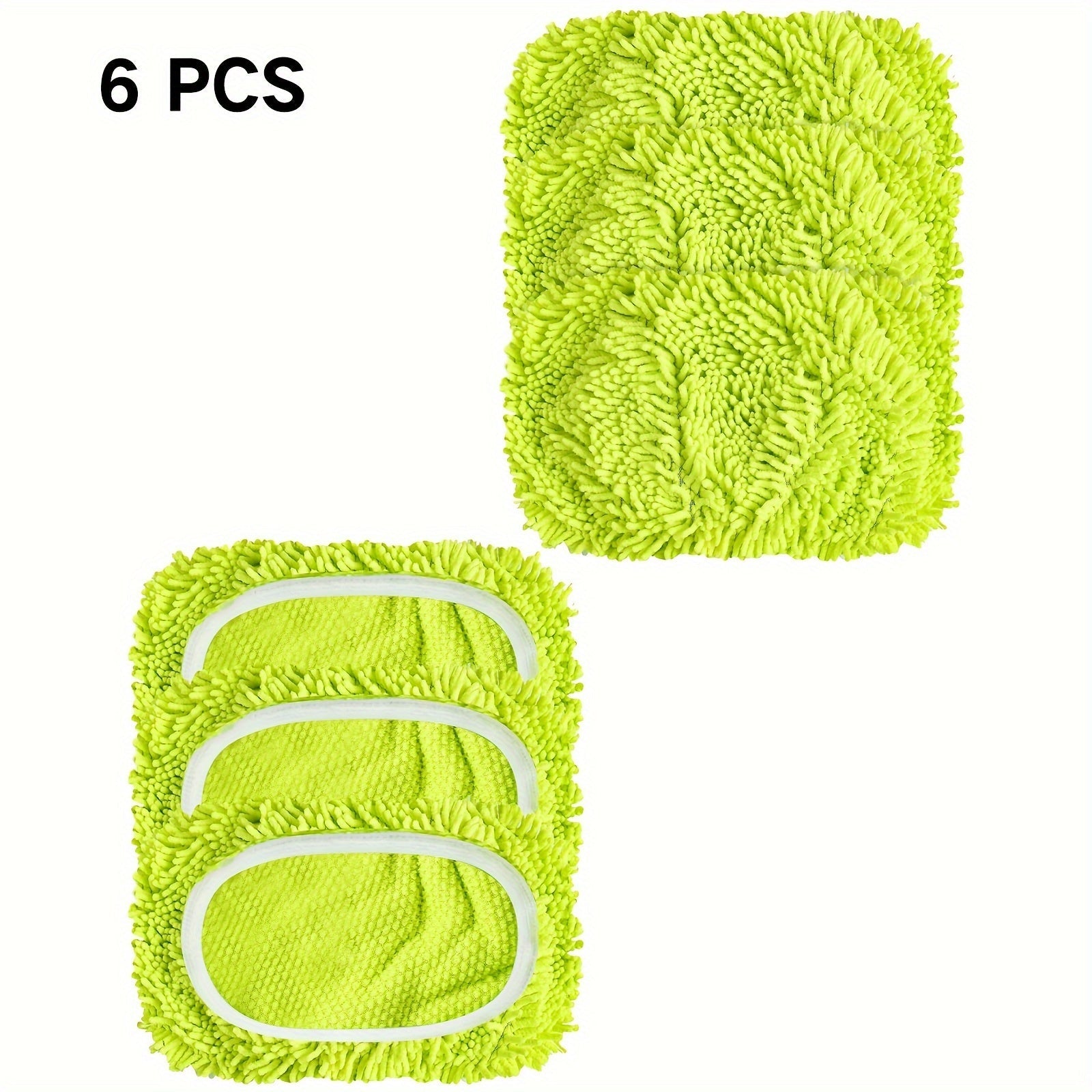 6-Piece Green Microfiber Mop Pads for Wet and Dry Floor Cleaning