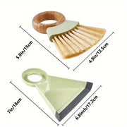 Mini Desktop Broom Duster Set with Wooden Handle for Keyboard Windows and Pet Waste