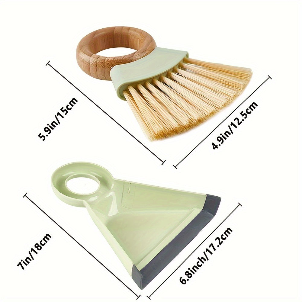 Mini Desktop Broom Duster Set with Wooden Handle for Keyboard Windows and Pet Waste
