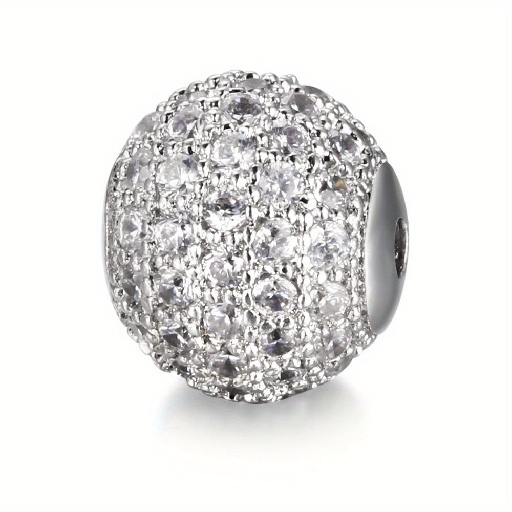 Set of 3 Cubic Zirconia Ball Charms 6/8/10mm for Bracelet Making
