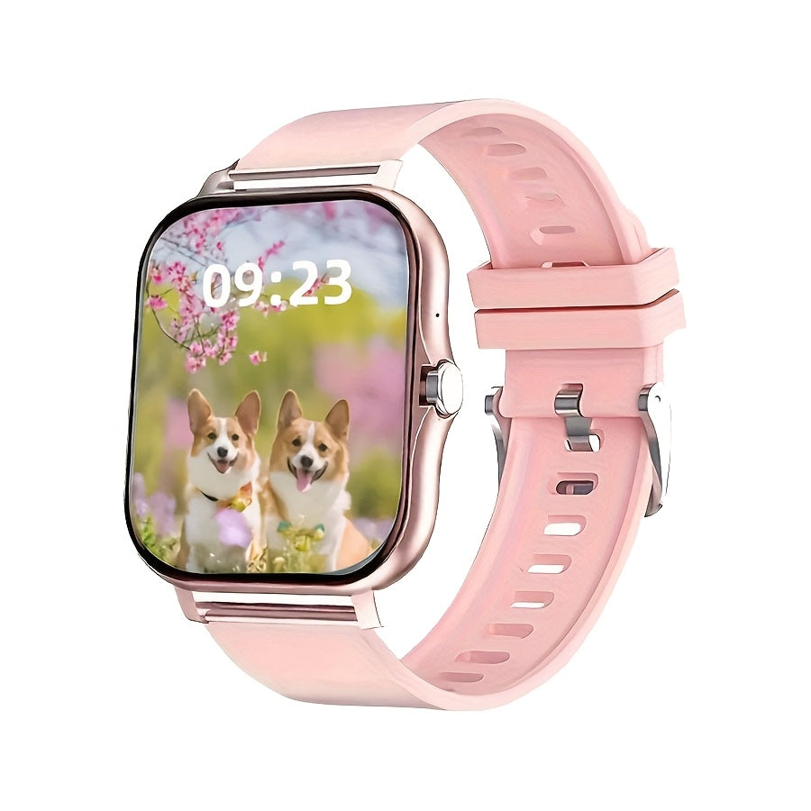 Casual Stainless Steel Square Smartwatch 1.83 Inch HD Touch Screen Call Text Notifications Music Control Compatible with Android iPhone