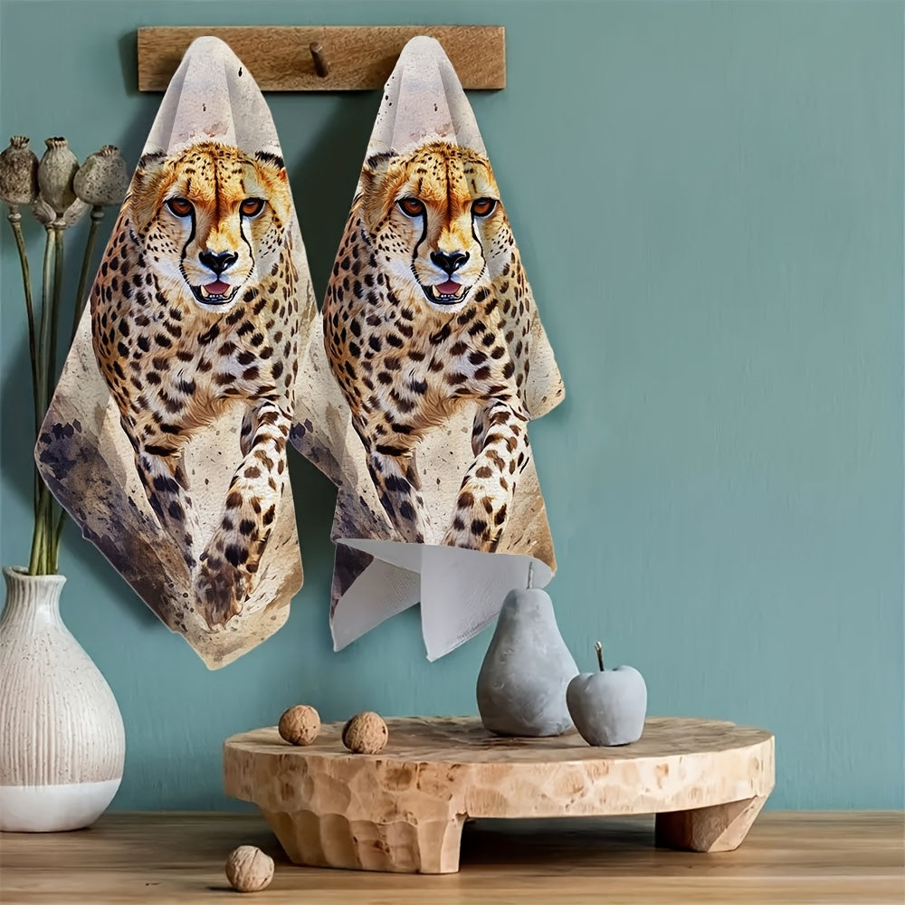 Ultra yumshoq cheetah akvarel oshxona sochiqlari, singdiruvchi, tez quriydigan, 16x24 dyuym