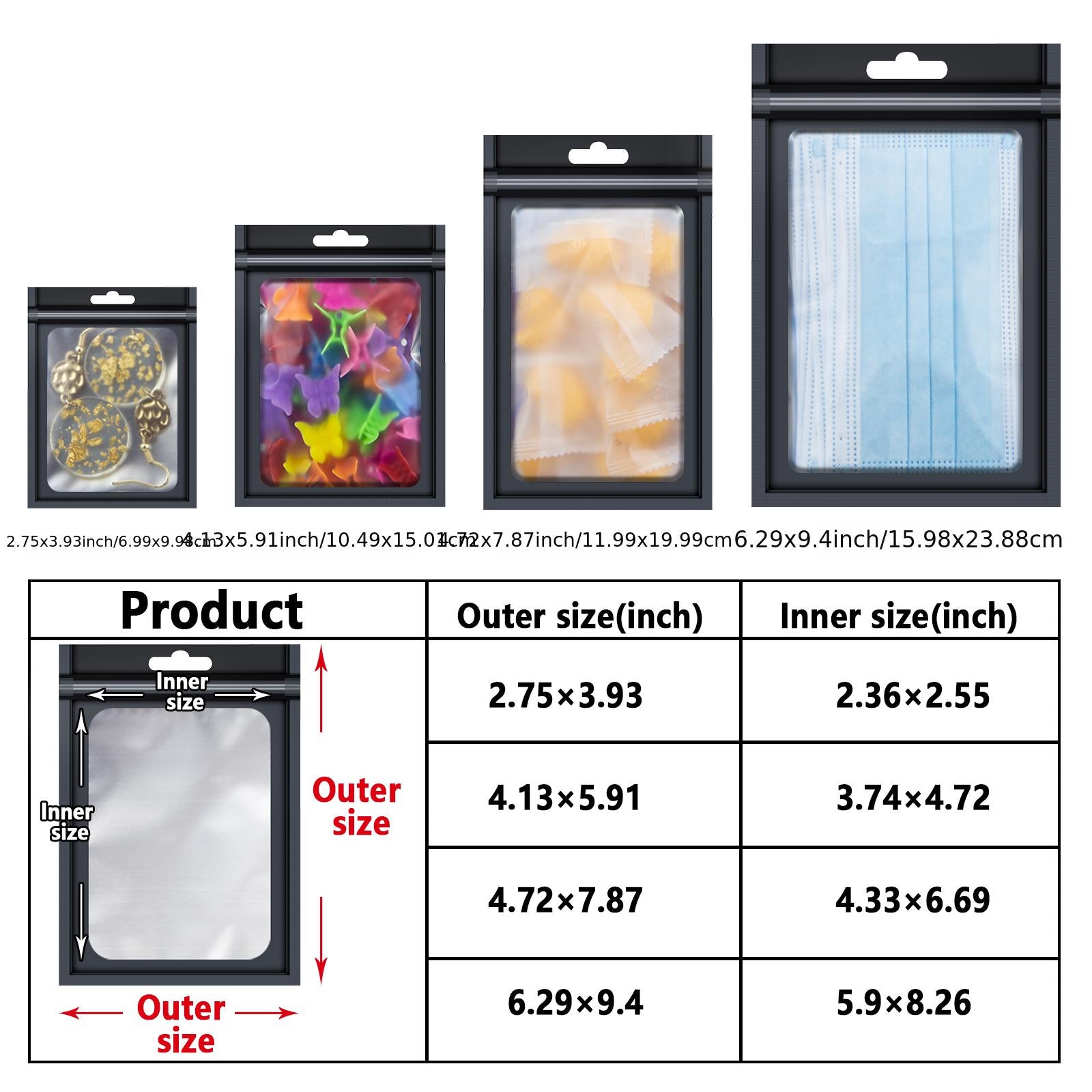 100 шт. голографических многоразовых герметичных пакетов для хранения продуктов с алюминиевой фольгой