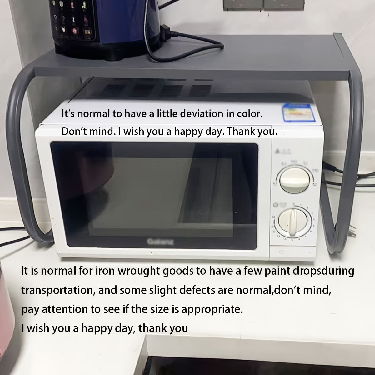 Metall oshxona saqlash racki mikroto'lqinli pechlar va guruch pishirgichlar uchun, ikki qavatli, bo'yalgan yuzali