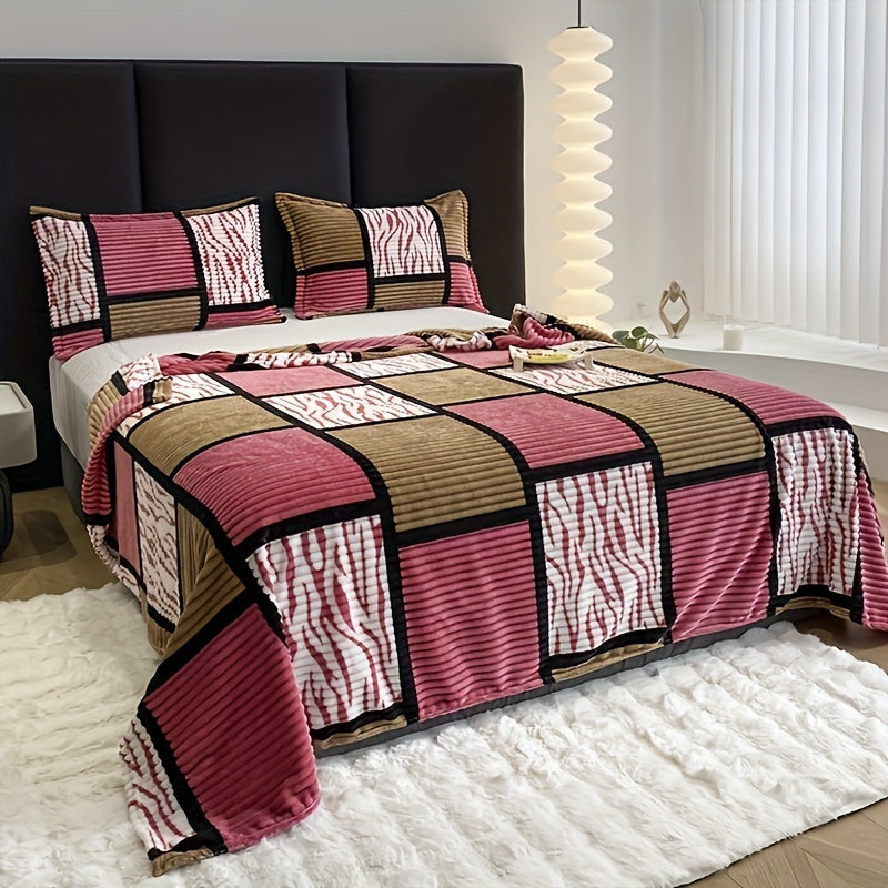 Plaid Throw Blanket Flannel Woven All-Season Machine Washable 100% Polyester