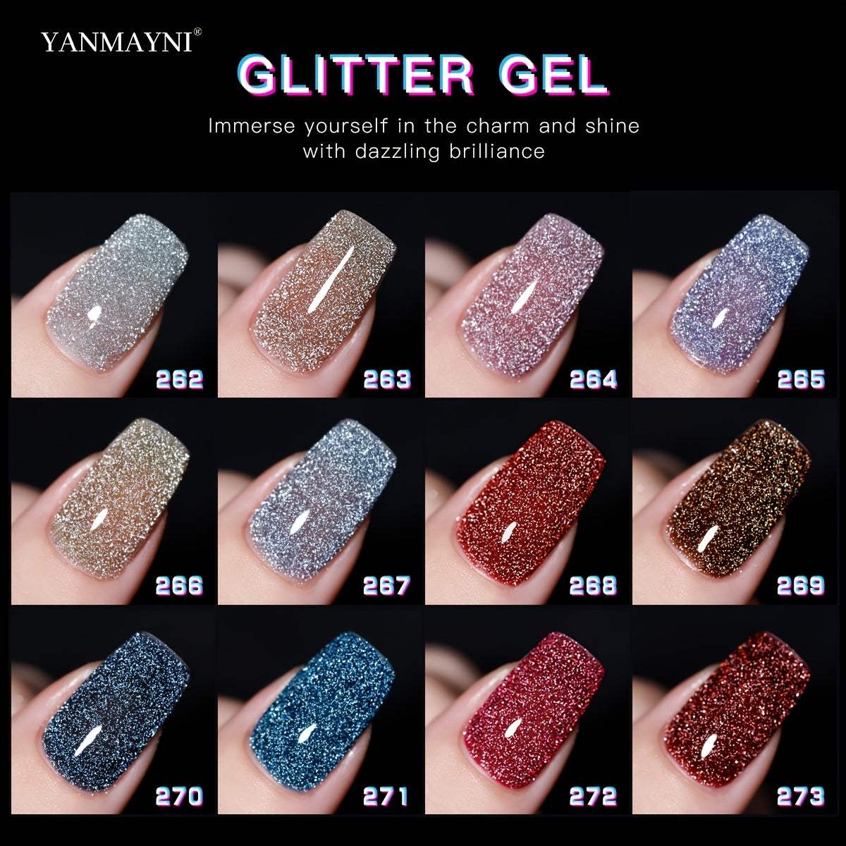 Sparkling Reflective Glitter Gel Nail Polish Disco DJ Style Fragrance-Free 7.5ml