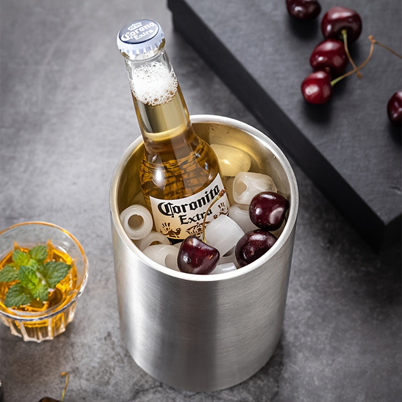 Stainless Steel Ice Bucket 1.6L Compact for Outdoor and Home Use