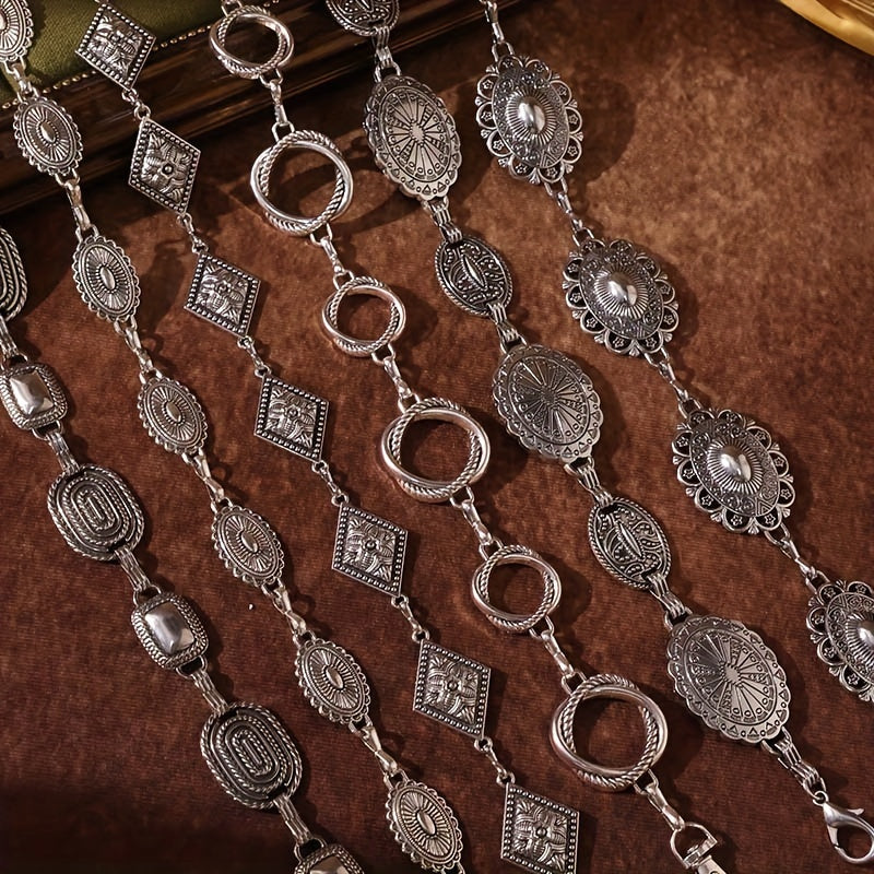 Women's Boho Style Waistband with Adjustable Chain Belt and Body Jewelry in Gold and Silver