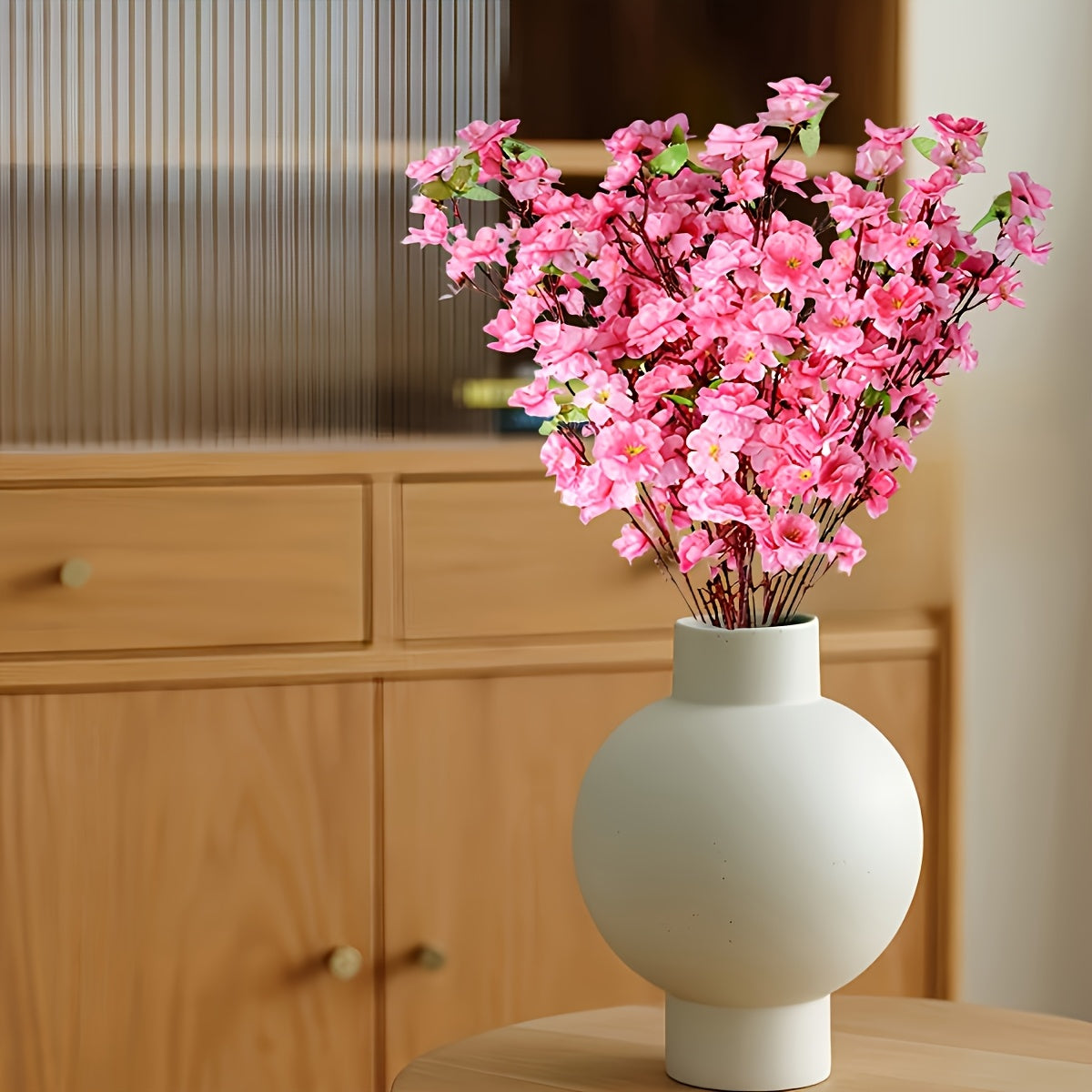 20 Bundles Artificial Peach Red Cherry Blossom Flowers for Wedding Decor Outdoor Gardens Courtyards Hotels