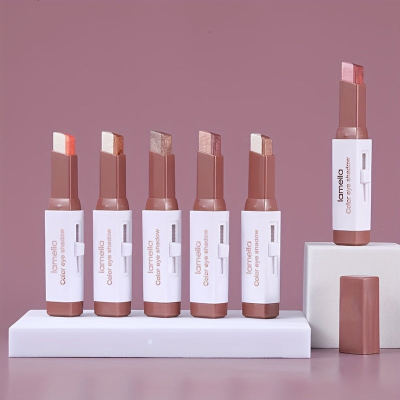 Women's Waterproof Dual-Tone Eyeshadow Stick Long-Lasting Matte Pearly Shades