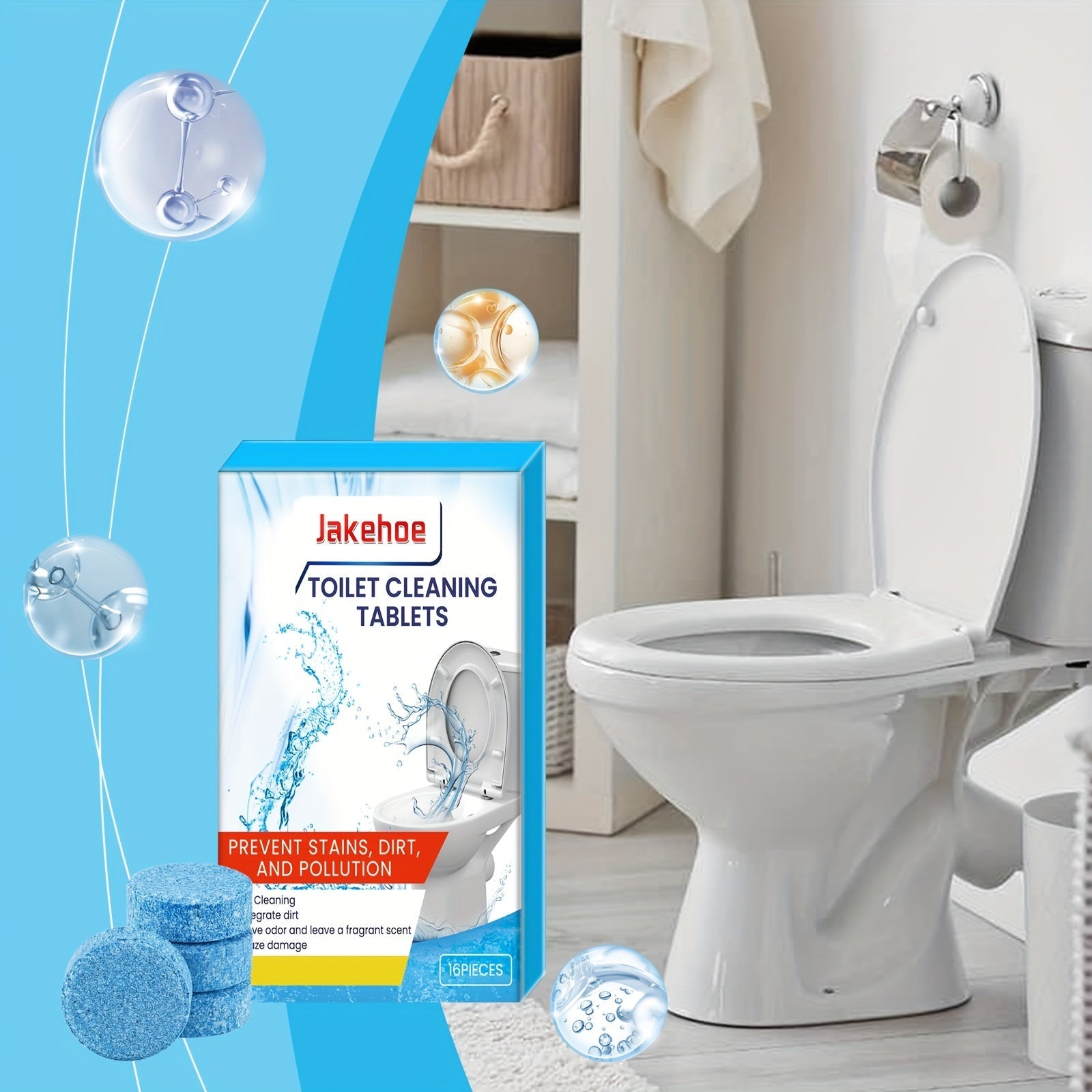 Bathroom Toilet Cleaning Tablets - Stain and Odor Removal, Bubble Technology