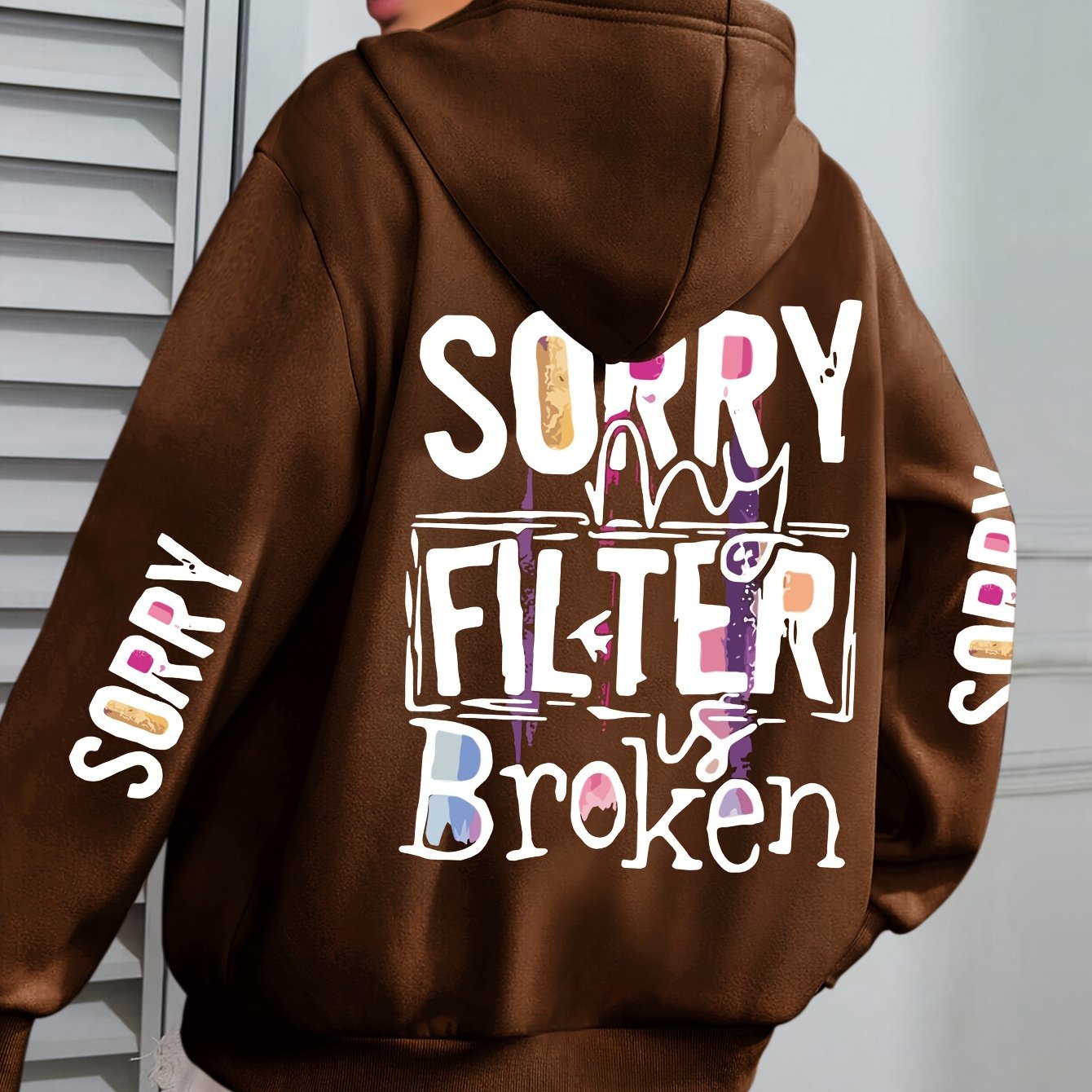 Women's Cozy Polyester Hoodie with Slogan Print, Long Sleeve, Pocket