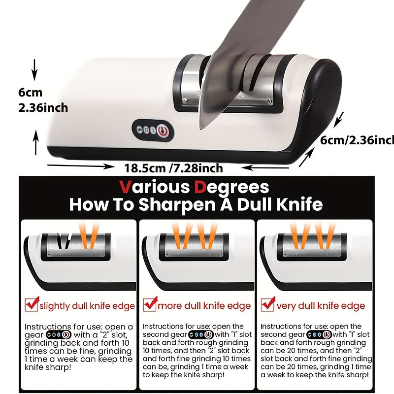 4 ta tishli va ko‘p funksiyali sozlamalar bilan elektr pichoq silliqlash mashinasi, oshxona uchun professional foydalanish uchun ideal.
