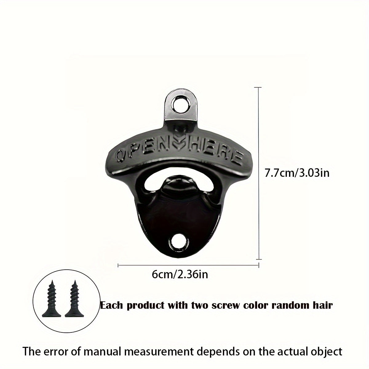 Zinc Alloy Wall-Mounted Beer Bottle Opener Rustic Finish Multiple Colors