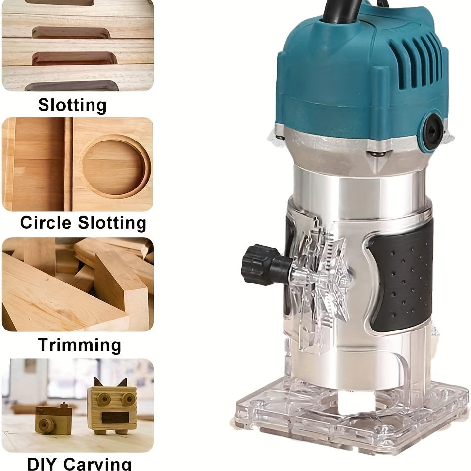 Электрический деревообрабатывающий фрезер с функцией прорезания для самостоятельной гравировки, обрезки кромки, фрезерования ламинированных материалов, резьбы 220В