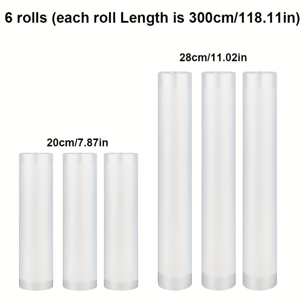 6 BPA-bezov Vacuum Sealer Rolls Bags: 3 Rolls 20.32cm x 3.05m + 3 Rolls 27.94cm x 3.05m, Tijorat darajasi, chidamli