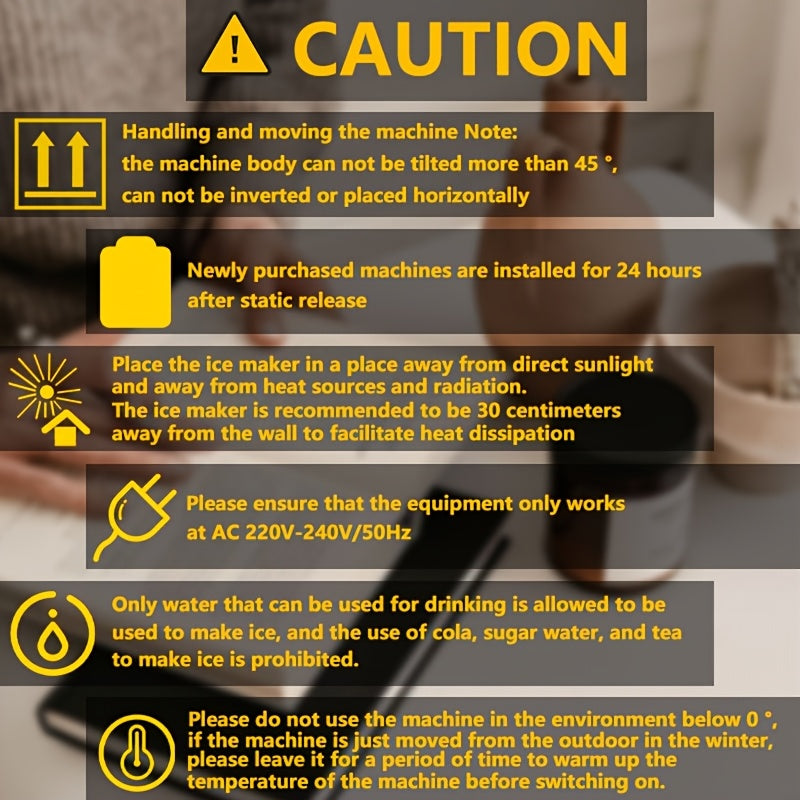 Countertop Portable Ice Maker with Handle Produces 10kg Ice in 24 Hours