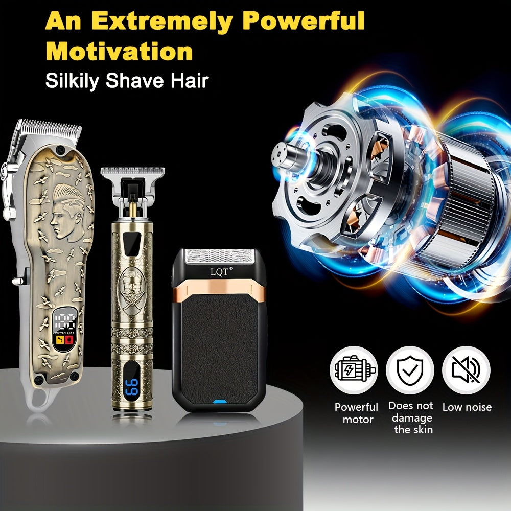 Professional Electric Hair Clipper Cordless USB Rechargeable Lithium Hairdressing Set