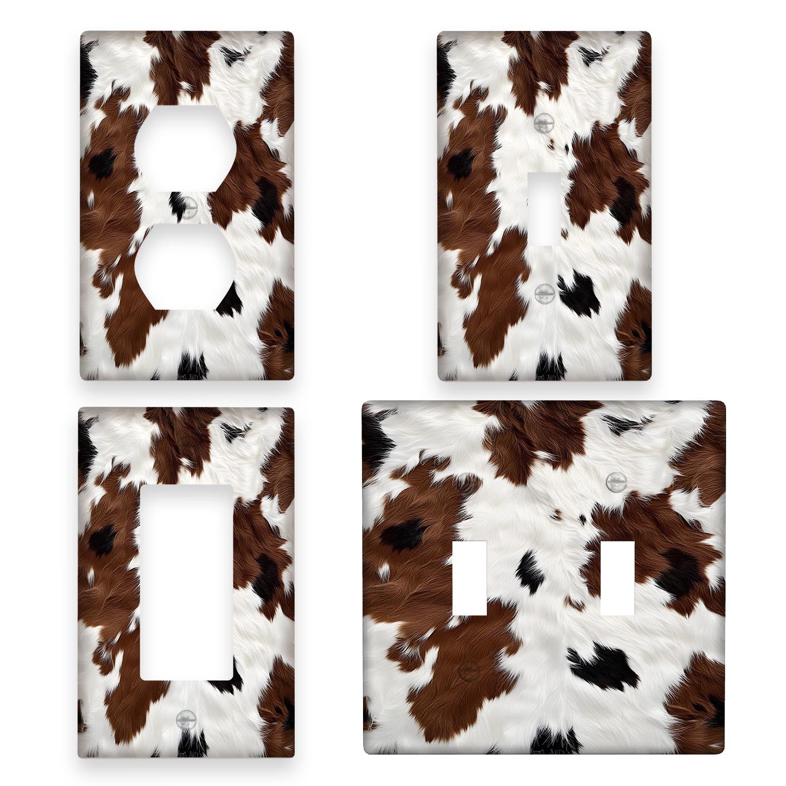 Cow Print Light Switch Cover for Bedroom and Bathroom Walls, 1 or 2 Gang