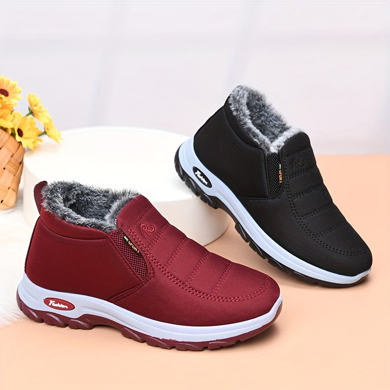 Women's Faux Fur Lined Ankle Boots Slip-On Winter Snow Casual Shoes