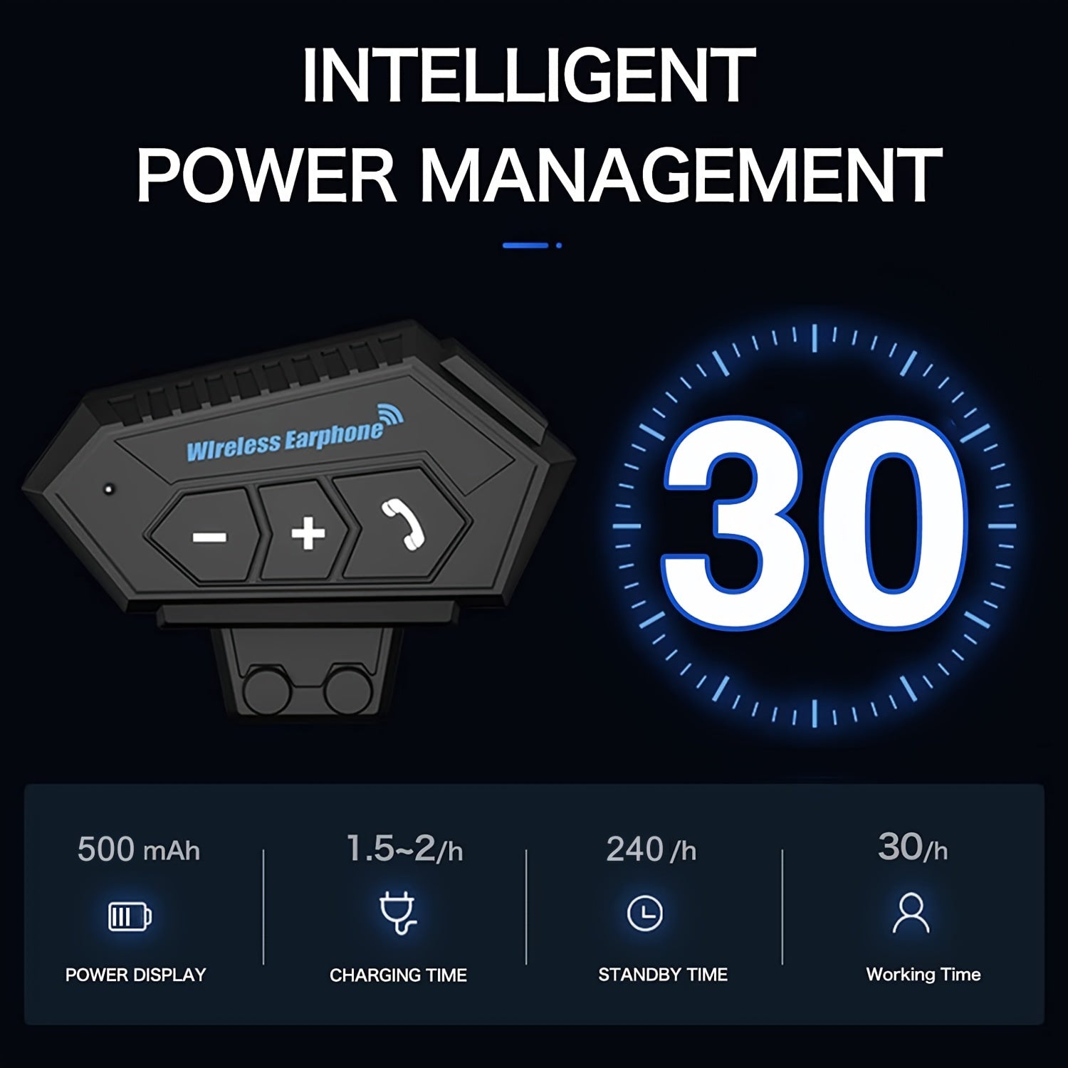 Wireless Motorcycle Helmet Headset Stereo Earphone Bluetooth 5.0 Waterproof