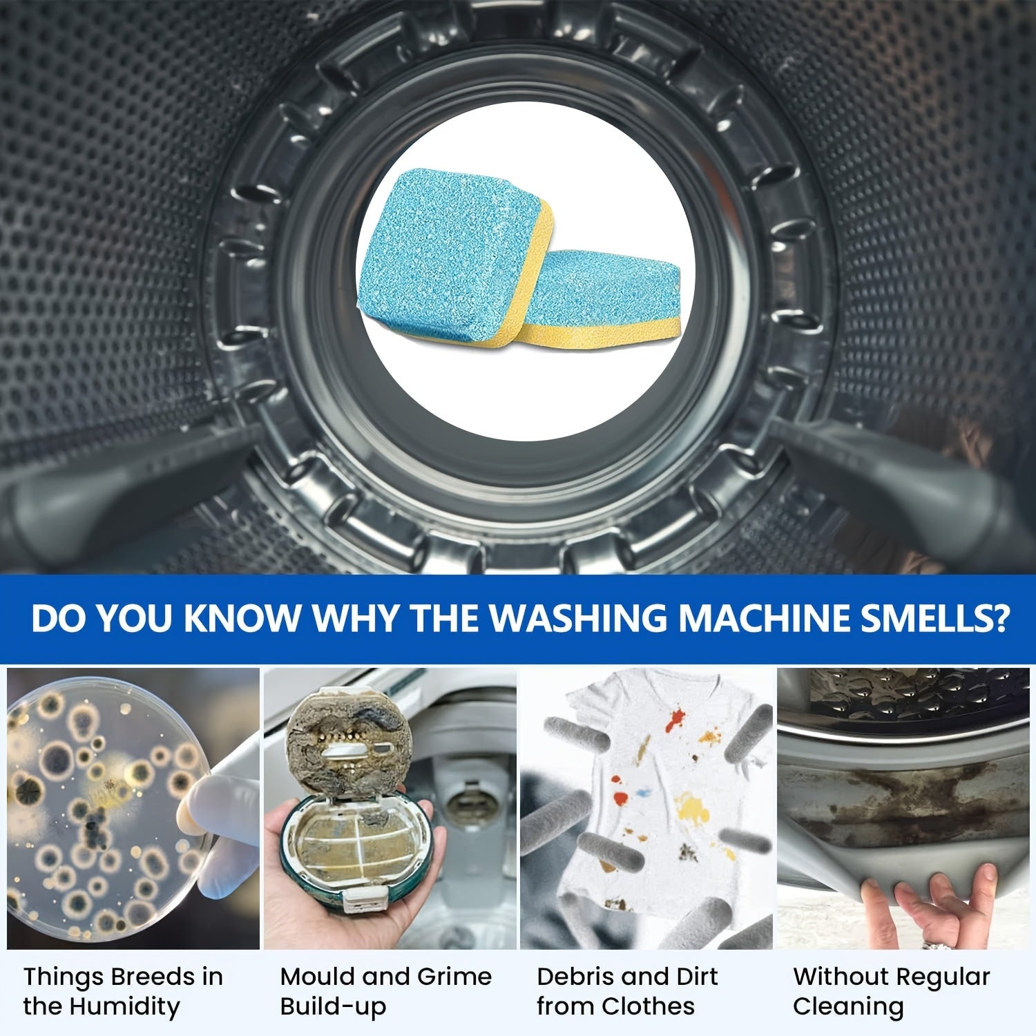 Washing Machine Cleaner Tablets Pack of 4/16/24 Deep Descaler and Deodorizer