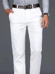 Pantalones de vestir ajustados burdeos para hombre, 100% poliéster, ropa formal para todas las estaciones
