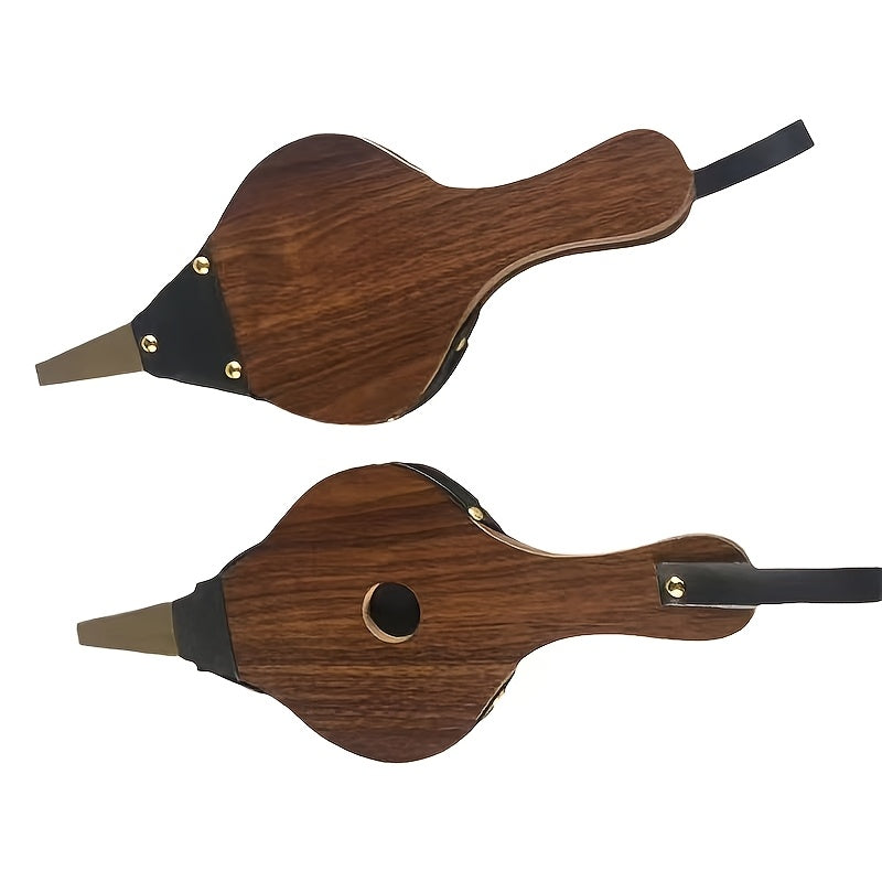 Handcrafted Wooden Fireplace Bellows with Leather and Brass Rivets for Fireplaces and Camping