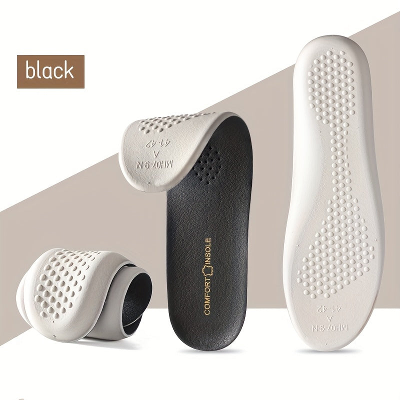 Men Women Faux Leather Sports Insoles Breathable Cushioned Support 2 Pack