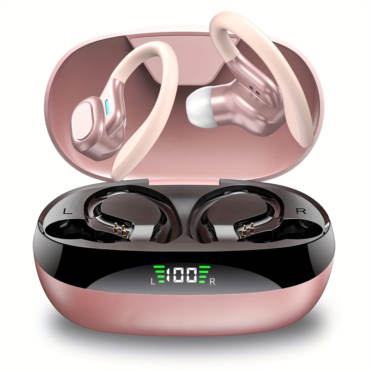 Wireless Earbuds for Running with Earhooks Noise Cancellation Bass Microphone