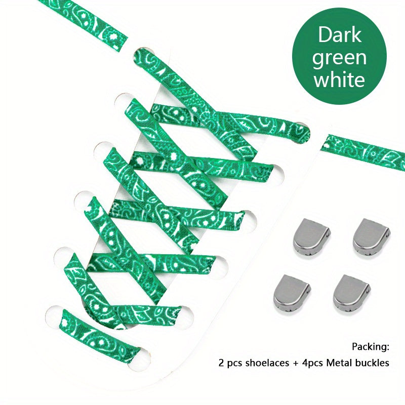 Unisex Elastic Cashew Flower Shoelaces 100cm for Sports and Casual Shoes