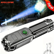 Portable LED Flashlight with USB Charging 800mAh Battery for Outdoor and Home Use