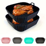 Square Reusable Silicone Air Fryer Baking Pan Non-Stick Heat Resistant 240°C