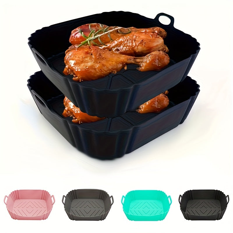 Square Reusable Silicone Air Fryer Baking Pan Non-Stick Heat Resistant 240°C