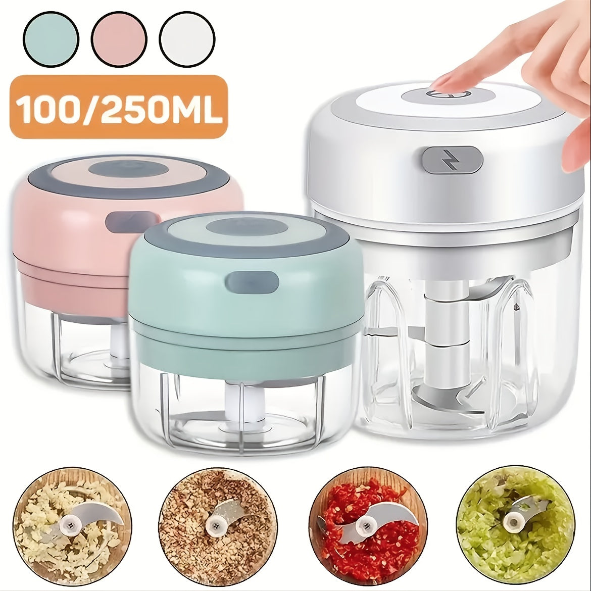 Electric garlic chopper for vegetables fruits meat easy cleaning blending