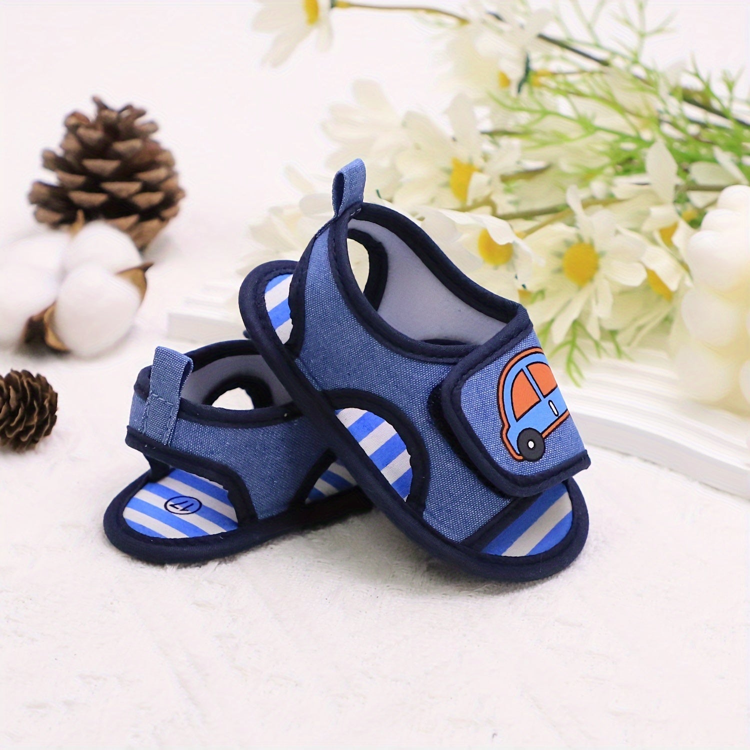 Yangi tug'ilgan o'g'il bolalar uchun ochiq barmoqli kanvas sandallar, engil, sirpanishga qarshi poyabzal, bahor va yoz uchun