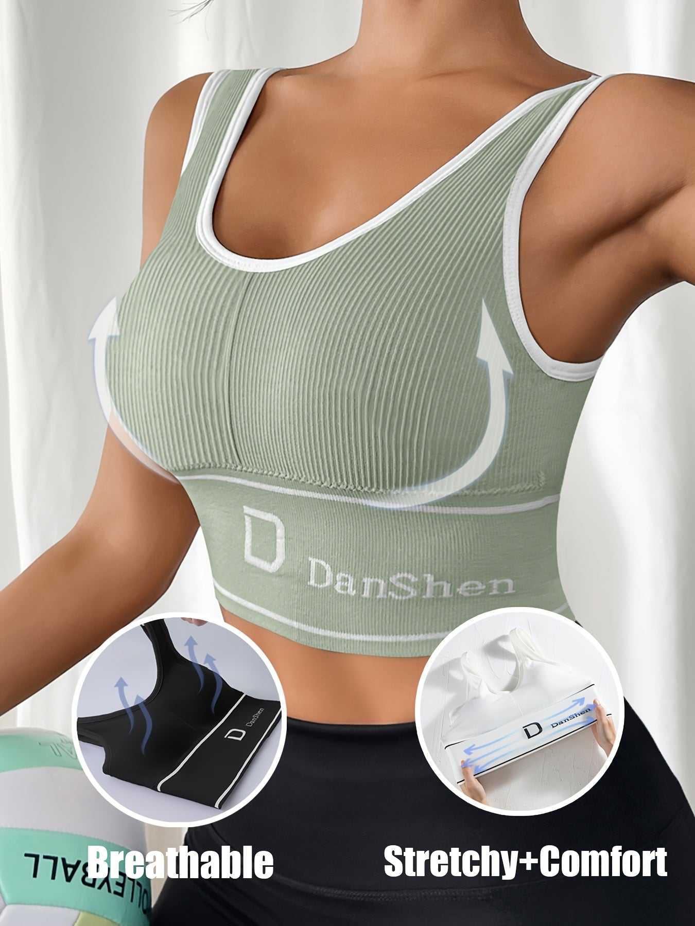 Women's Wireless Padded Sports Bra Nylon Blend for Yoga and Running Mint Green