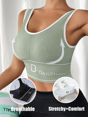 Women's Wireless Padded Sports Bra Nylon Blend for Yoga and Running Mint Green