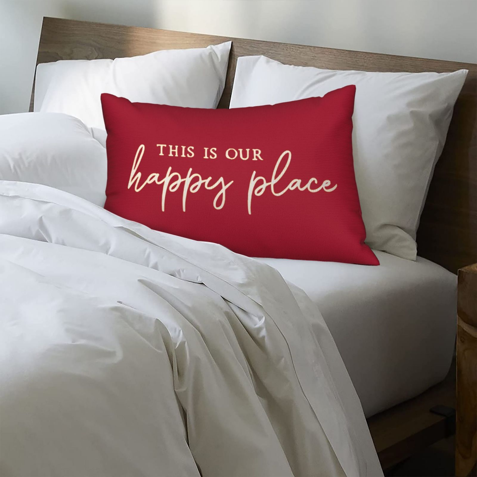 Red Christmas Decorative Pillow Covers Set 50x30cm Polyester Sofa Cushion Cases