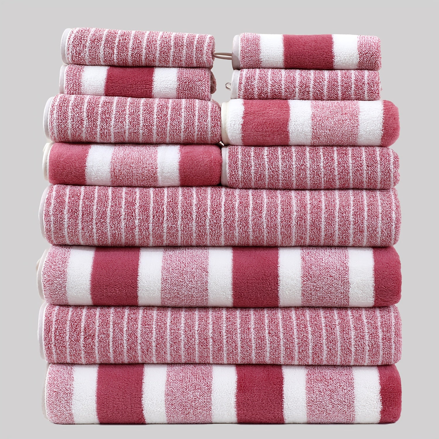 Set of 12 Microfiber Towels Quick-Dry Absorbent Woven Wash Cloths for Bathroom