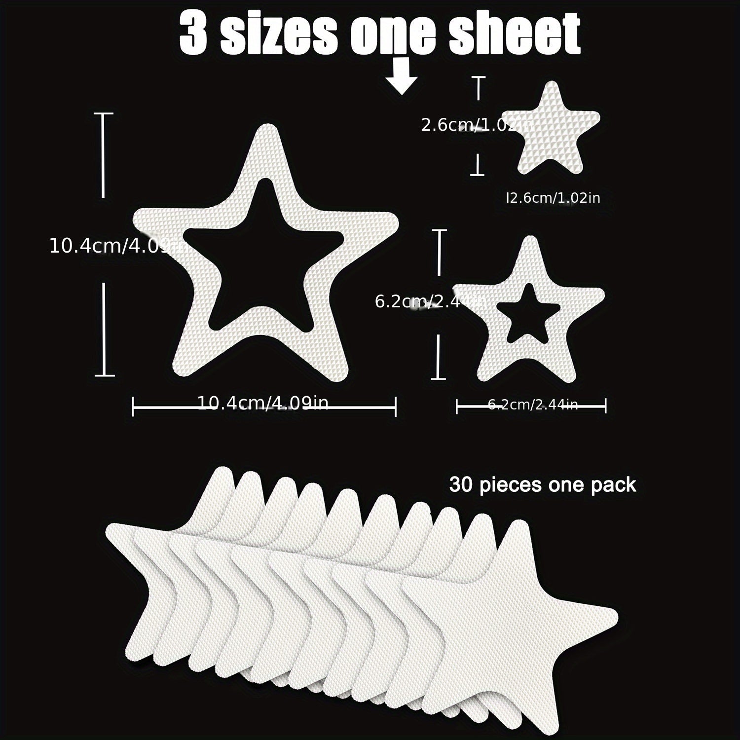 Set of 10 Star Non-slip Bathroom Shower Bathtub Safety Stickers Waterproof