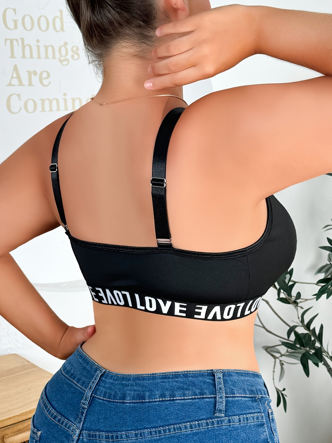 Lencería de talla grande para mujer con impresión de amor, top exterior sexy