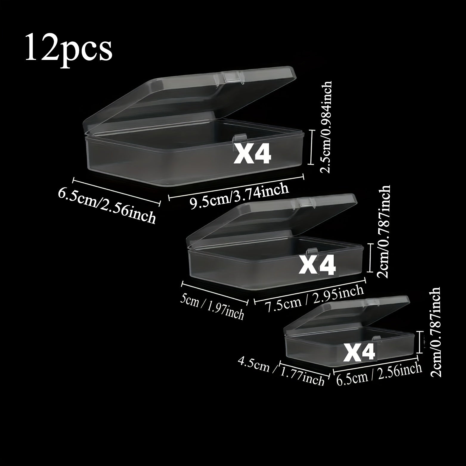 Yorug‘ plastmassa saqlash qutilari, qopqog‘i bilan, zargarlik buyumlari, tilla to‘qimalari, ofis ehtiyot qismlari va o‘yinlar uchun, 12 yoki 24 ta to‘plam