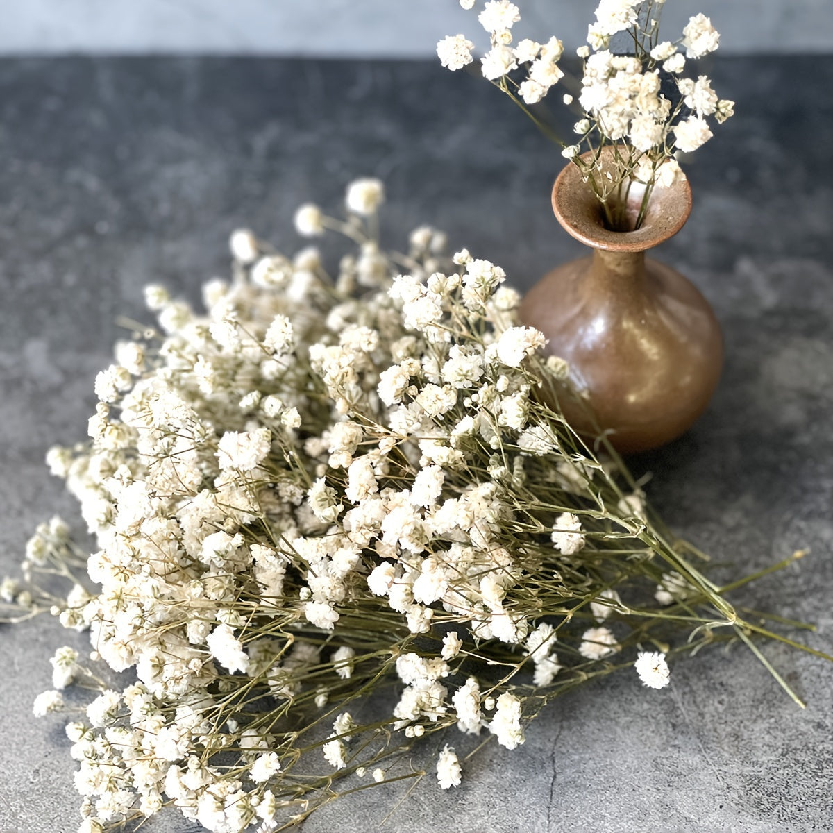 White Baby Breath Flower Bouquets with Ivory Vase for Weddings Home Decor and Parties