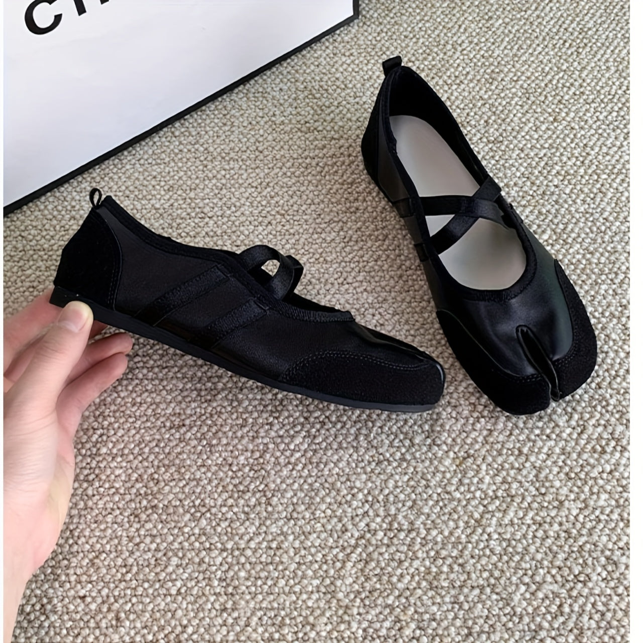 Women's Red and White Strappy Mary Jane Flats with Bow Embellishment