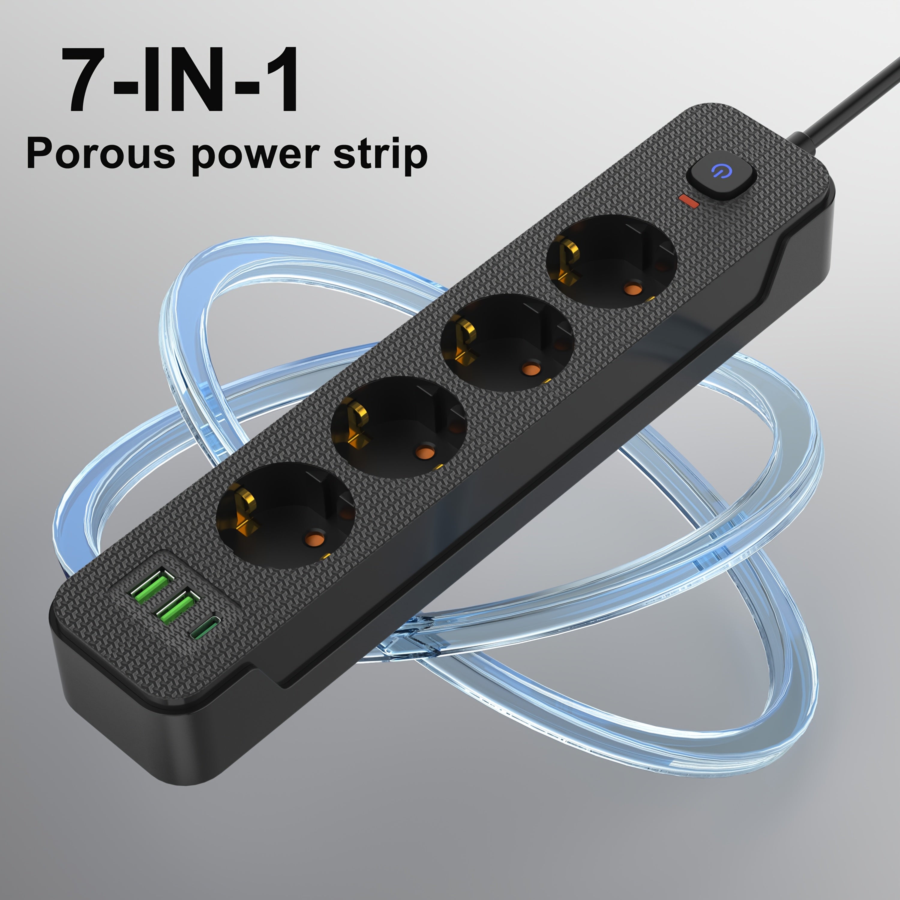 7-connectorli USB zaryadlash stantsiyasi quvvati taxtasi smartfonlar va qurilmalar uchun avtomatik sezish texnologiyasi bilan